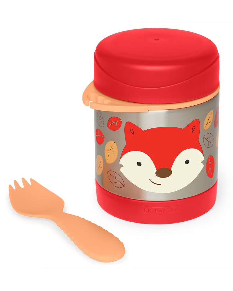 Pote térmico infantil com talher raposa vermelho