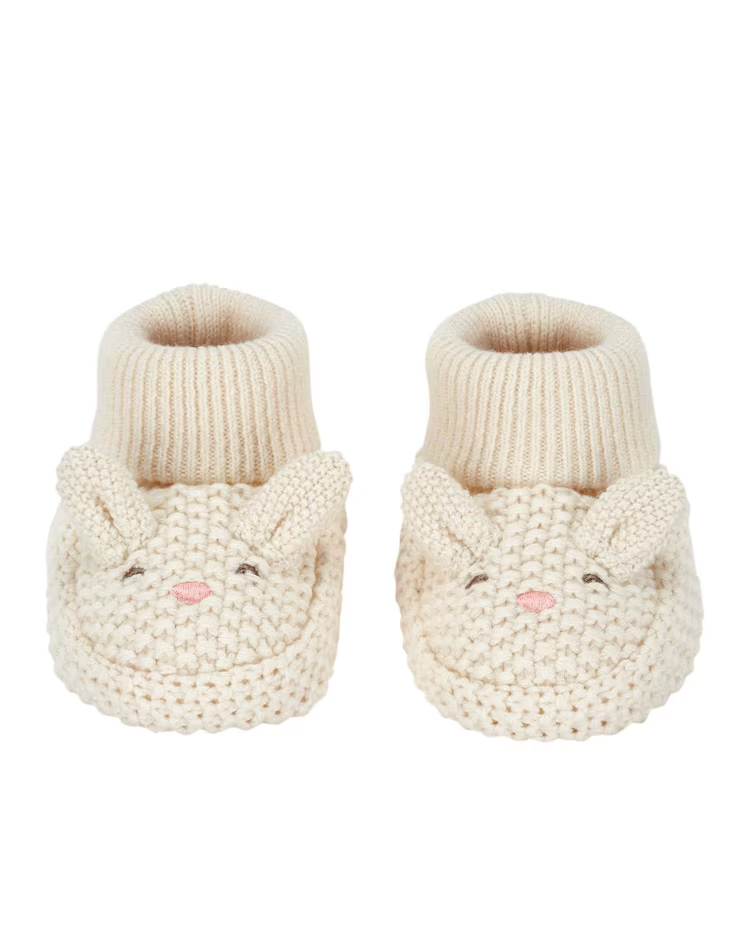 Pantufa bebê de tricot bichinho bege