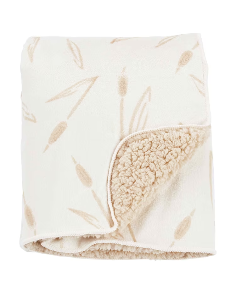 Cobertor bebê floral fleece off-white
