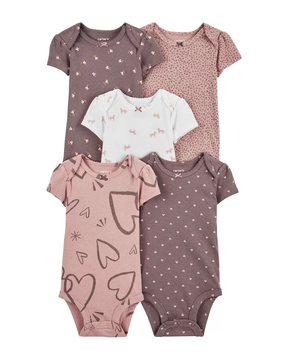 Enxoval bebê body 5 peças floral e animal print + caixa de presente P multicor
