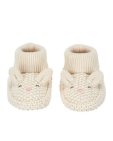 Pantufa bebê de tricot bichinho bege
