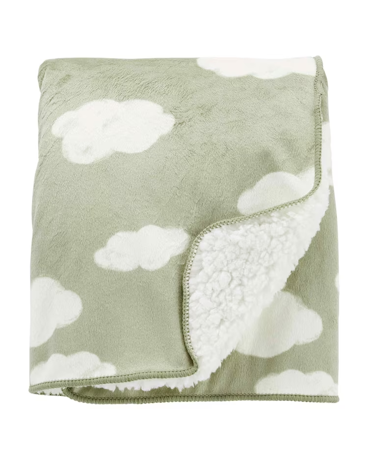 Cobertor bebê fleece nuvens verde
