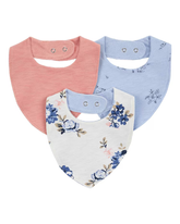 Kit babador bebê 6 peças floral com botões multicor