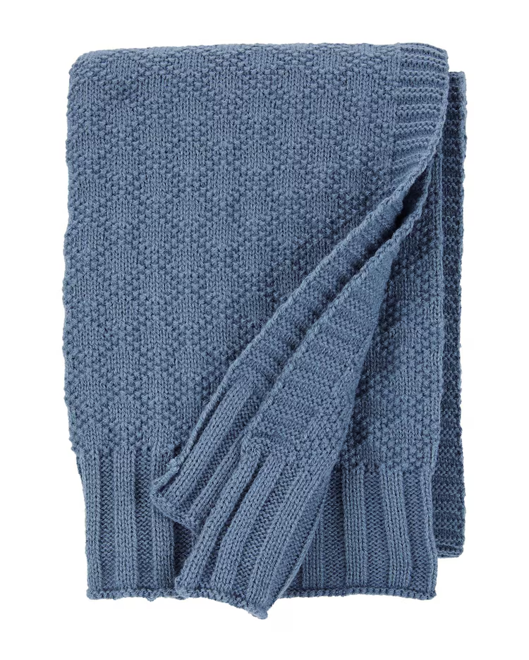 Cobertor bebê de tricot trabalhado azul
