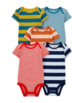 Kit body bebê 12 peças manga curta listrado multicor